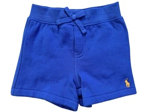 RALPH LAUREN Fleece Shorts 9M Baby Boy Blue Embroidered Logo - Picture 1 of 6
