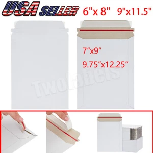 100-400 White Flat Photo Mailers Document Envelopes Cardboard Self Seal Mailer - Picture 1 of 12