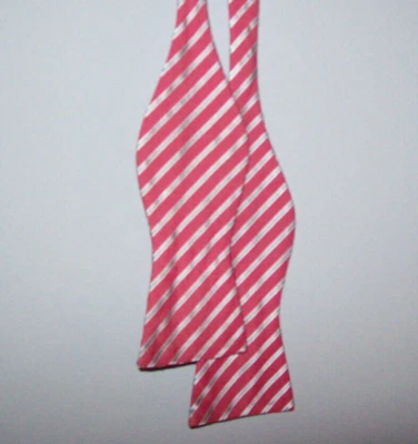 TUESDAY Pink with Powder Blue White Stripes Silk Cotton 2 1/2" Bow Tie bt-76 - Image 1 of 2