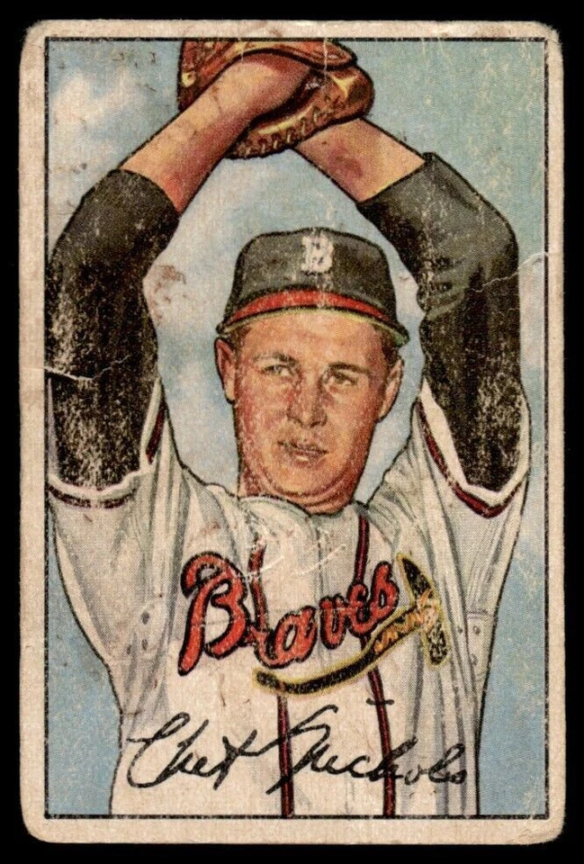 1952 Bowman (Damaged) Chet Nichols Rookie Baseball Card Boston Braves #120 - Image 1 of 2