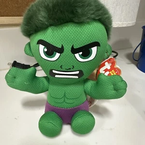 Peluche TY Beanie Babies The Hulk Marvel NUEVO 2017 etiquetas película televisión 6 pulgadas pequeño brote - Imagen 1 de 3