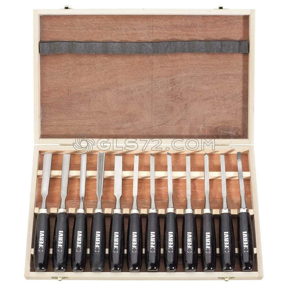 12 TLG SCHNITZEISEN SCHNITZ WERKZEUG SET BEITEL HOLZ HOHLBEITL FERVI 0306 - Bild 1 von 1