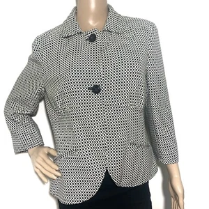 Worthington Peacoat schwarz weiß Muster Kragen Knopfverschluss Damengröße 12 - Bild 1 von 5
