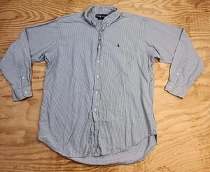 Polo Ralph Lauren Blake Blue Shephards Check Cotton L/S Button Down Shirt Mens L - Picture 1 of 9