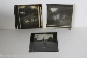 TRE LASTRE ANTICHE IN VETRO X LANTERNA MAGICA SOGGETTO BAMBINI - LASTRA - Picture 1 of 4