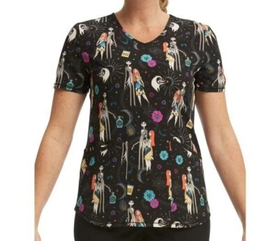 Scrubstar Disney The Nightmare Before Christmas "Worm's Wort" V-Neck Scrub Top - Image 1 of 4