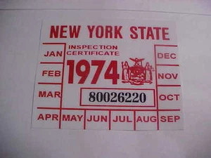 new york 1974 registration inspection sticker windshild - Picture 1 of 1