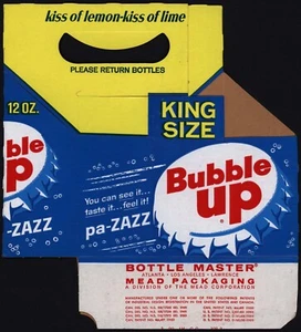 Vintage soda pop bottle carton BUBBLE UP has pa ZAZZ 12oz bottle cap pictured - Picture 1 of 5