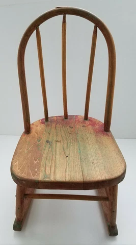 Bow Back Solid Oak Wood Child's Vintage Rocking Chair Cover