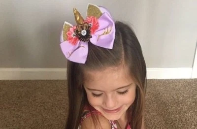 Unicorn hair bow, hair clip, headband, birthday bow, girls, 5 inch, flowers - Image 1 of 4