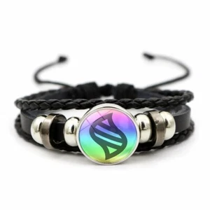 Pokemon Mega Evolution Stone Snap Weave Leather Adjustable Bangle Charm Bracelet - Picture 1 of 7