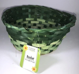 9” Wicker Green Woven Floral Flower Basket-Brand New-SHIPS SAME BUSINESS DAY - Picture 1 of 12