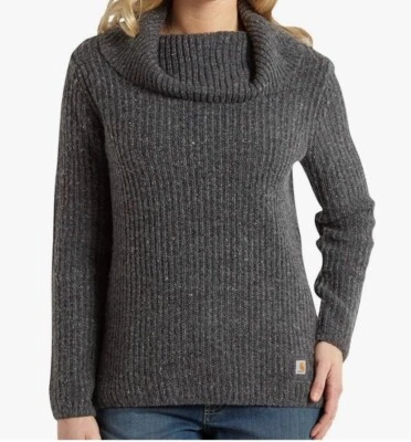 Carhartt Dutton Heather 灰色圆领套衫毛衣羊毛混纺女式大号 — 第 1/4 张图片