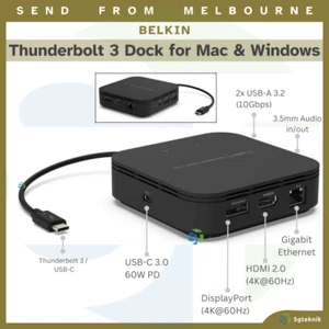 NEW Belkin Dock Core Thunderbolt 3 For Mac Windows USB-C PD 60W 4K HDMI Ethernet - Picture 1 of 11