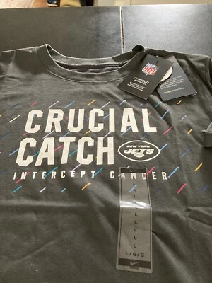 MUJERES New York Jets Nike Drifit Crucial Catch Camiseta GRIS L GRANDE NUEVA CON ETIQUETAS Foto 1 de 4