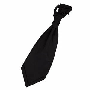Schwarze vorgebundene Herren-Hochzeitsrüsche Krawatte Satin uni einfarbig von DQT - Bild 1 von 2