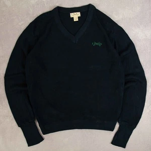 Izod Vintage Embroidered Knitted Jumper M Acrylic Men's Navy Blue Embroidered - Picture 1 of 7