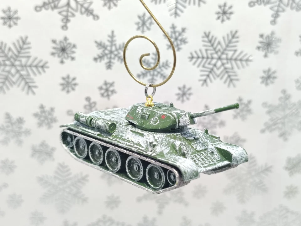 Enfeite de Natal personalizado tanque soviético T34/76 8º exército batalha pela guerra de Stalingrado - Imagem 1 de 4