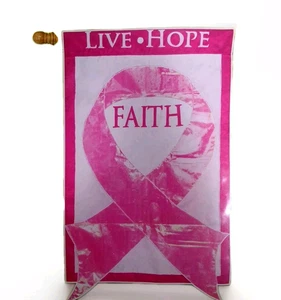 Pro bestickte Poly LIVE HOPE FAITH FLAGGE 28" x 44" Brustkrebs Bewusstsein - Bild 1 von 6