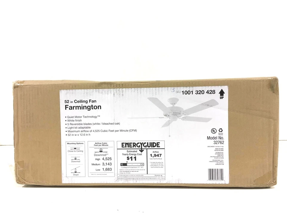 Farmington 52 in. Indoor Matte White Ceiling Fan - Image 1 of 1