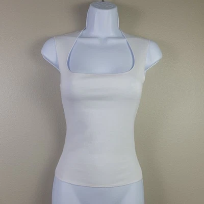 Blusa Aqua gola quadrada branca sem mangas tamanho XS nova com etiquetas - Imagem 1 de 4