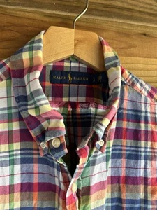 Boys 14-16 Large Polo Ralph Lauren short sleeve button up Indian Madras Plaid - Picture 1 of 4
