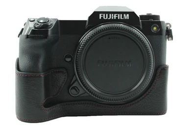 Media funda protectora antideslizante de cuero genuino para cámara para Fujifilm GFX100S Foto 1 de 4