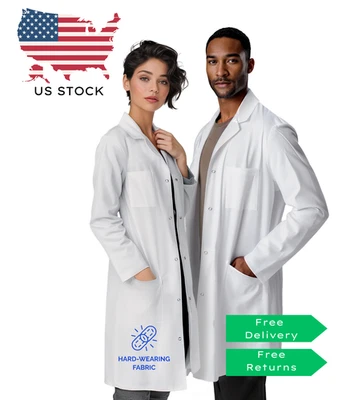 NEW White Lab Coat Sizes XS-2XL Doctor Medical Student Scientist Workwear - Image 1 of 4