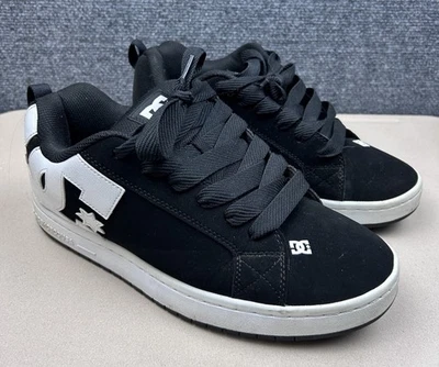 DC Court Graffik Skate Shoes Mens Sz 10 Black White Leather Fat Tongue Sneakers - Image 1 of 4