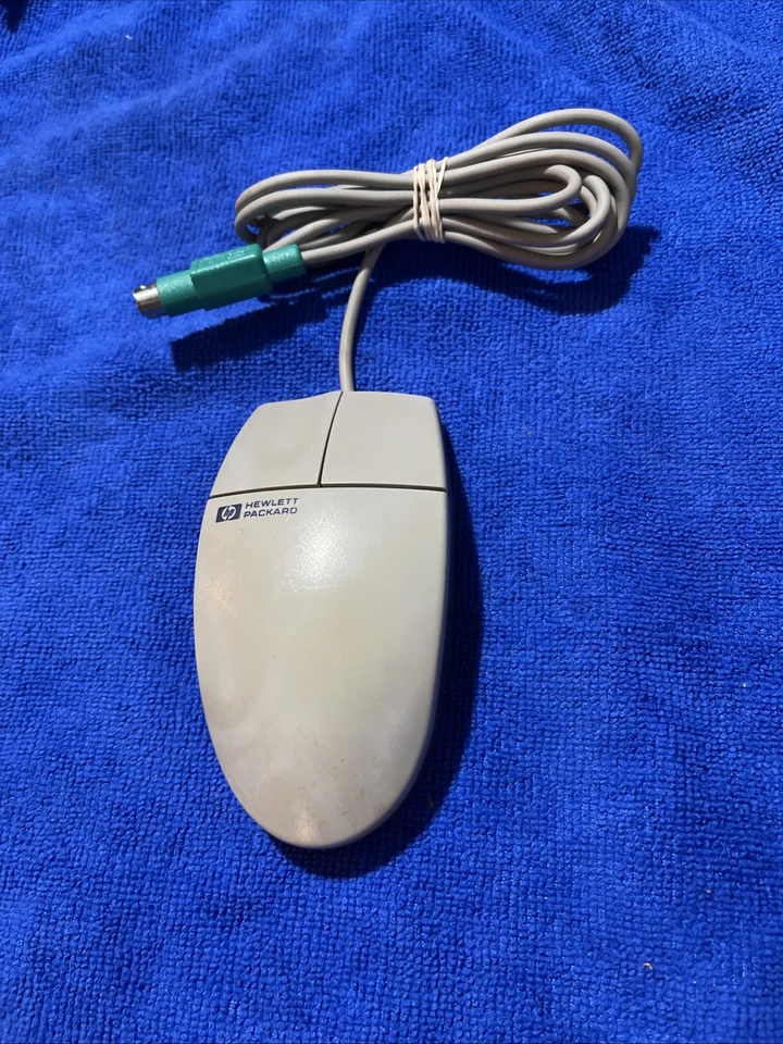 Vtg EUC HP 2-Button Wired PC Mouse 6-Pin mini-DIN PS/2 Connector M-S34 5182-8864 - Image 1 of 3