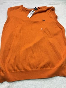 Chaps Herren Gr. 2xl Pullover Weste Ärmellos Pullover Orange 100% Baumwolle Preppy Neu mit Etikett - Bild 1 von 11