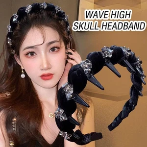 Wave High Skull Stirnband Braut Haarreif Strass Haarschmuck H C2T4 - Bild 1 von 25