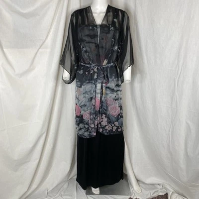 Matthew for Jo’Ed Sophisticates 标签 12 长裙雪纺透明披肩花卉 80 年代 — 第 1/4 张图片