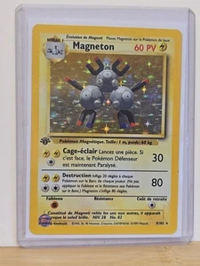 Pokemon MAGNETON 1999 Base Set FRENCH 1st Edition Holo Rare 9/102 - MP - Picture 1 of 7