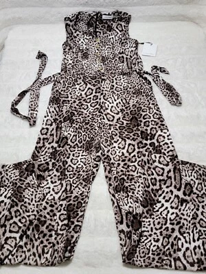 NUEVO CON ETIQUETAS CALVIN KLEIN Pasarela Elegante Estampado Animal Jersey Abotonado Mono Talla 6 Foto 1 de 4