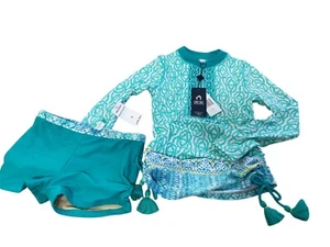 Cabana Life UPF 50+ Girl's Rashguard Swim Set Blue Multi Size 6 NWT - Picture 1 of 9