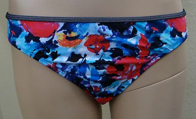 NUEVO CON ETIQUETAS KENNETH COLE azul/rosa floral con borde de mezclilla parte inferior de bikini de natación, S, M, L, XL Foto 1 de 2
