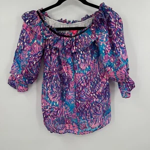 Top Lilly Pulitzer Ceecee Fuera del Hombro Para Mujer XS Multi Metálico Elástico - Imagen 1 de 8