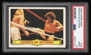1985 Topps WWF #48 Giants in Action! Andre The Giant PSA 9 MINT ROOKIE Wrestling