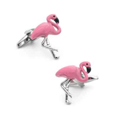 Men's Cufflinks New Arrival Flamingo Pink Bird Design Quality Brass Material - Image 1 of 4