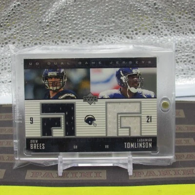 2003 Upper Deck Drew Brees/LaDainian Tomlinson Game Used Relic Card #DGJ-BT - Image 1 of 2