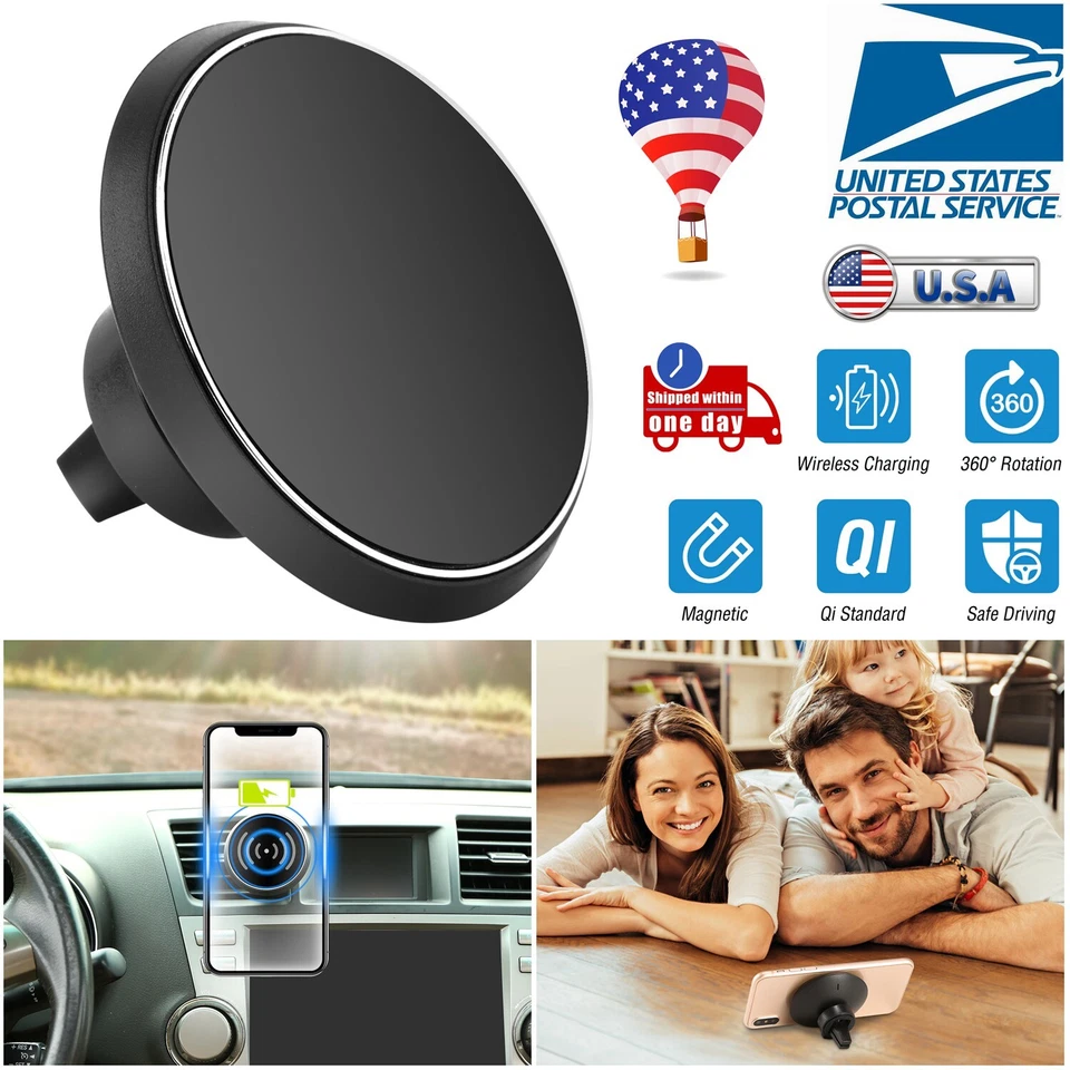  Wireless Car Charger Charging Magnetic Mount Holder For iPhone X 8 Samsung S9 - Image 1 of 4