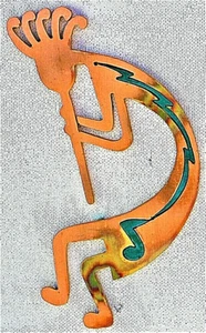 COPPERCUTTS Kokopelli Wall Plaque 4" x 6" SouthWest Rustic Style Copper and Wood - Picture 1 of 6