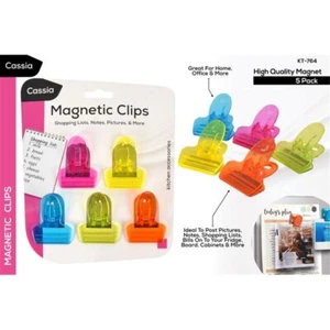 5x Magnetic Clip Fridge Strong Magnet Metal Clamp Note Photo Hanger Holder Hook - Picture 1 of 1