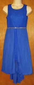 ✨ Amy Byer Formal Dress Size 14 / Sapphire Blue / Shear Wrap / Jewel Belt - Picture 1 of 5
