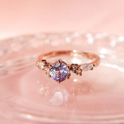 лаванда сапфир кольцо для женщин 925 серебро кольцо лаванда сапфир свадебное кольцо - Изображение 1 из 4