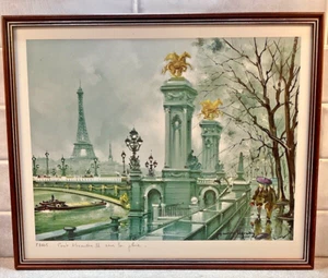Maurice Legendre - Paris Pont Alexandre III Sous la Pluie Print Framed - Picture 1 of 6
