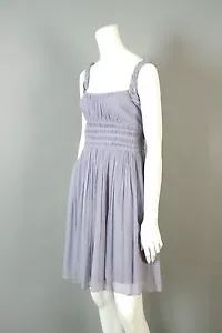 Abito Catherine Malandrino nuovo con etichette 4: grigio seta chiffon vita impero greco - Foto 1 di 9