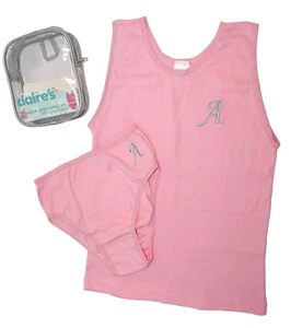 Girls Tank Top Camisole Panty Underwear Initial Set S-M 6-8 Claire's RARE NOS - Picture 1 of 6