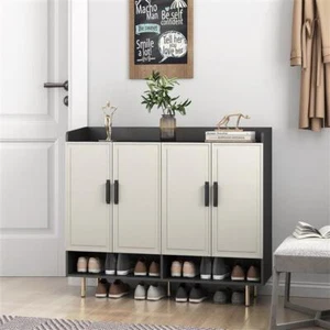 Shoe Cabinet with 4 Doors Large Modern Shoe Storage Organizer Cabinet for Closet - Picture 1 of 6